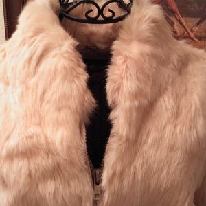 Vintage 1970s Cream Dino Ricco Rabbit Fur Jacket